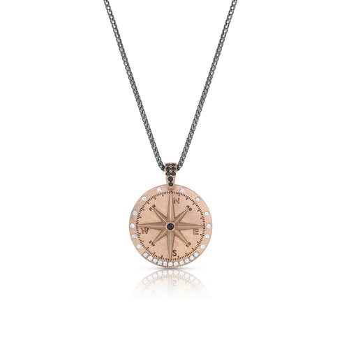 in rose gold with white and black diamonds<br>with black gold chain <span class='visuallyhidden'>Call, text 323-404-2959 for shopping help.</span>